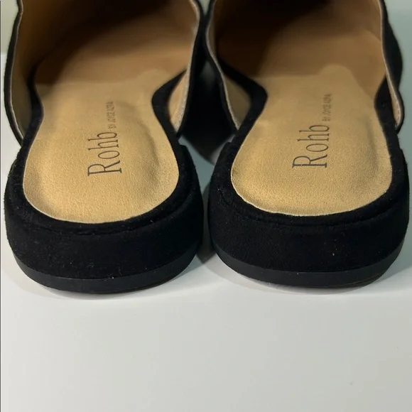 Rohb by Joyce Azria Black Suede Pointed Toe Mules Size 6.5 - Picture 5 of 8